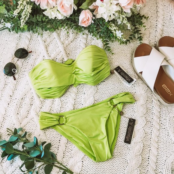 Vitamin A Other - Vitamin A Green Bandeau & Bikini Bottoms Set NWT S